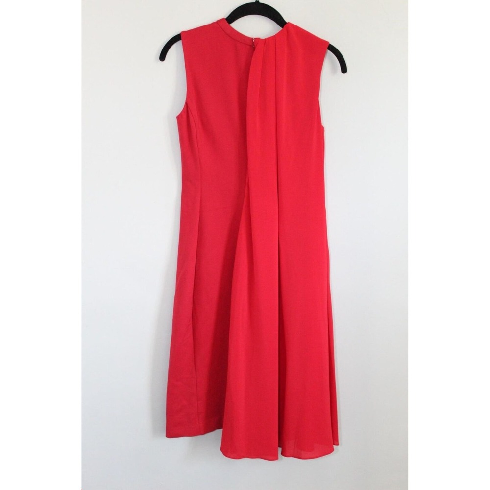 J. Peterman Sleeveless Chiffon Overlay Pleated Dress Red Size 0 Stretch Cocktail - Picture 8 of 15
